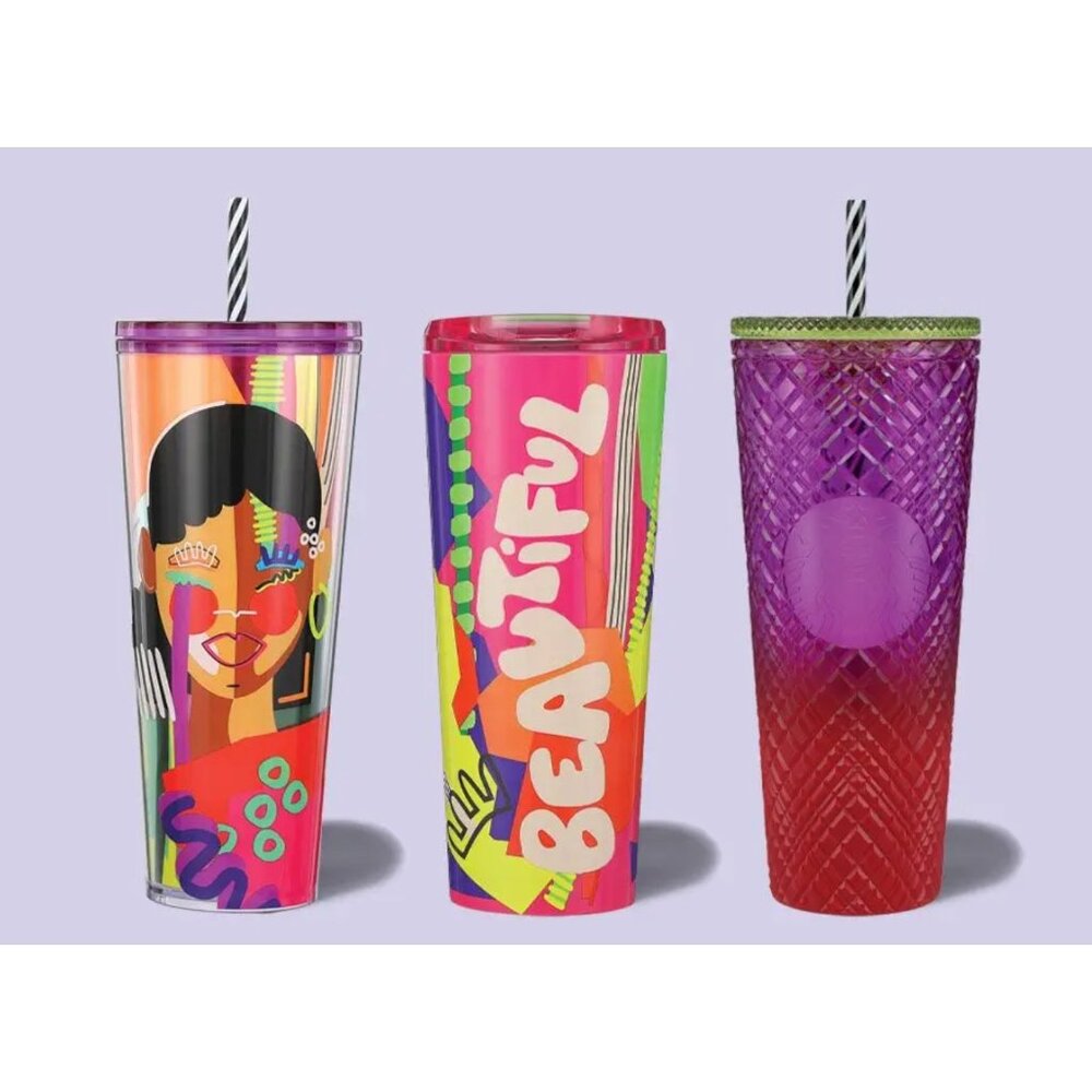 NWT Lot of 3 Starbucks X Shae Anthony 2024 Rainbow Graphic ‘She x This’ Tumblers